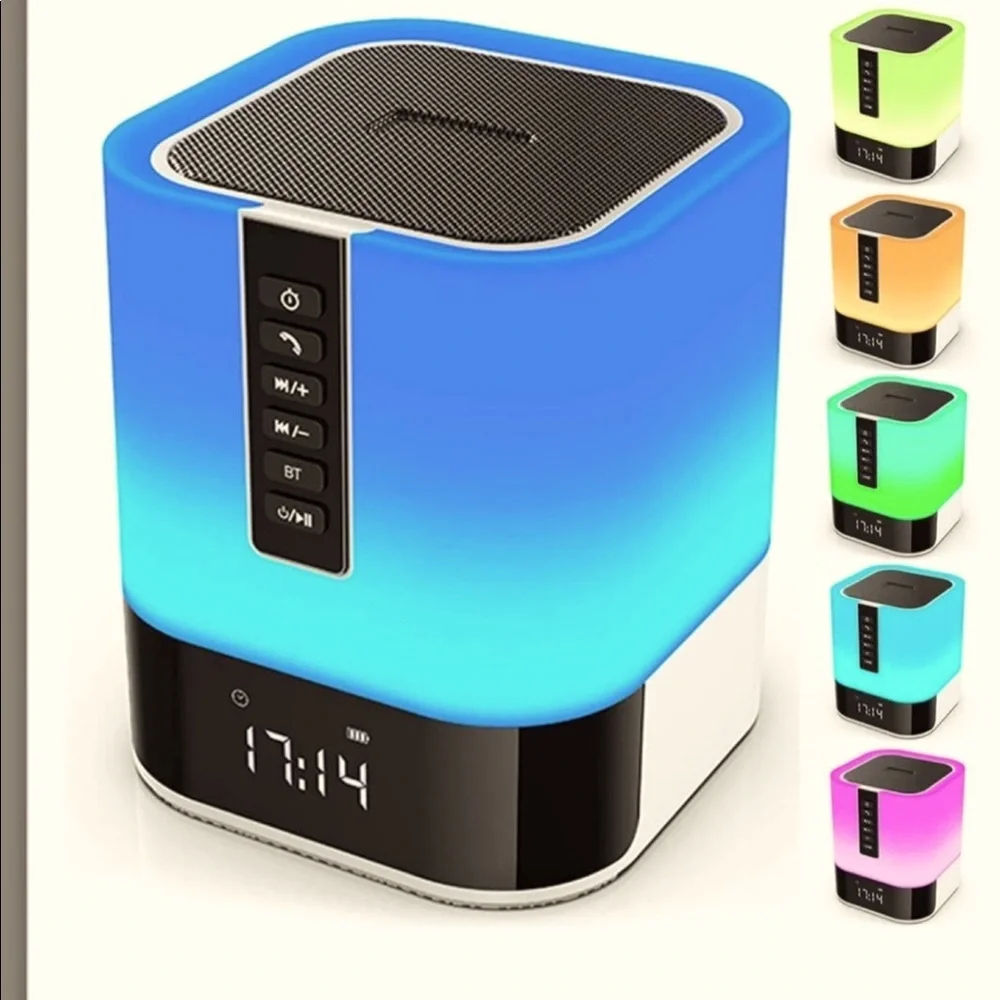 VSONTOR Bluetooth Speaker Colorful Shooting- Light With Time Alarm Clock Timing
